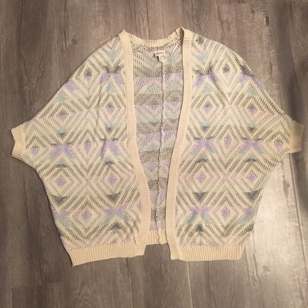 Mudd knit short-sleeve knit coverup/vest
